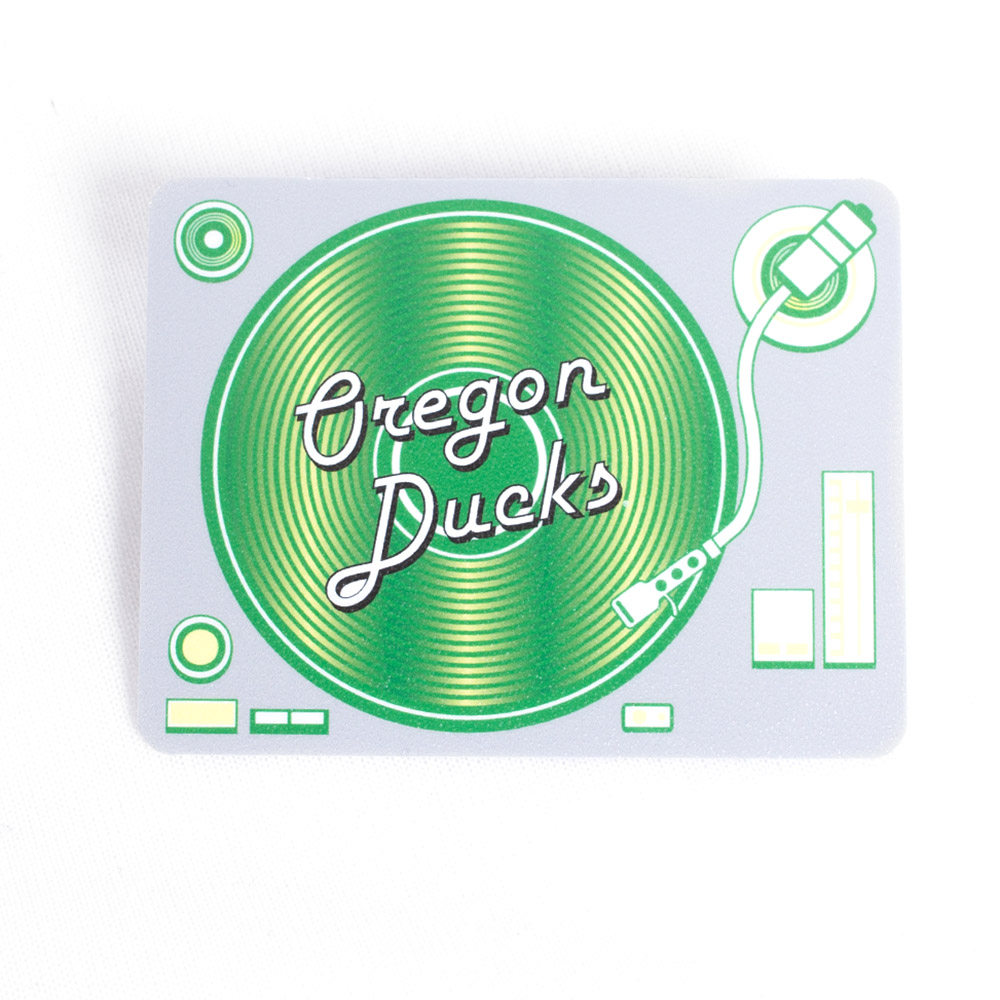 Ducks Spirit, Green, Stickers, Home & Auto, 3.5", SDS, Record Player, Rugged, Oregon Ducks design, 829508